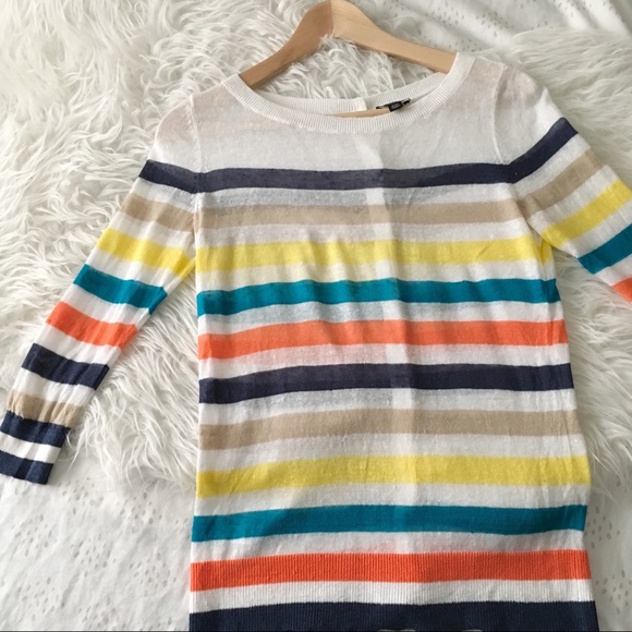 Ann Taylor Sweaters - Ann Taylor Colorful Stripe Linen Sweater